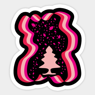 Evergreen Tree Illustration Pink Sticker